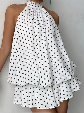 Polka dot halter dress
